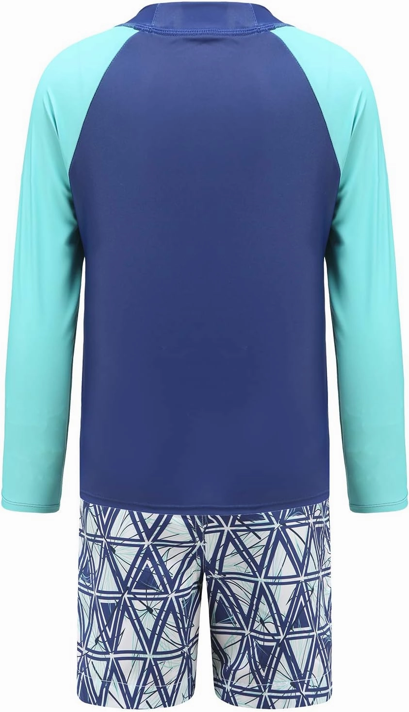 HowJoJo Kids Rash Guard Set Boys Long Sleeve Swim Trunks and Swim Shirt Sets Two Piece Swimsuits