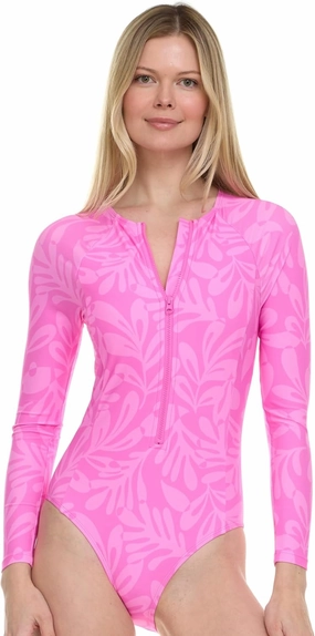 Hurley Long Sleeve Womens One Piece Swimsuits, Swimsuit for Women, Bathing Suit for Women, Swim Suit UPF 50  SPF UV Protected