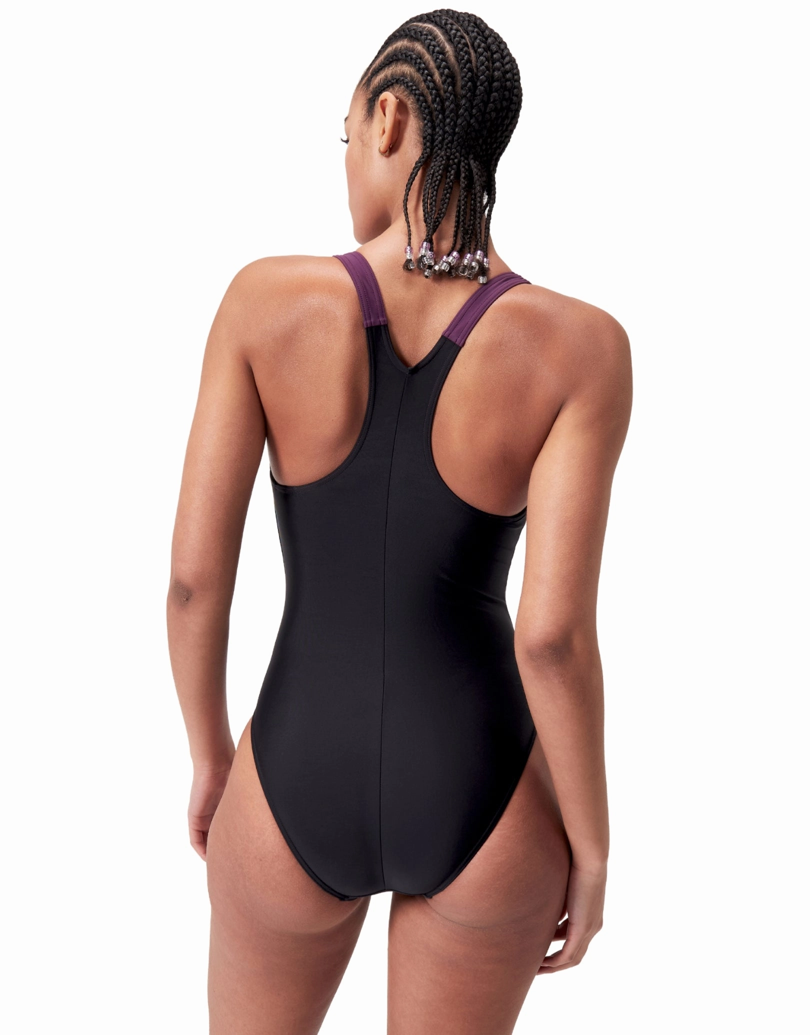 Hyperboom Splice Racerback Swimsuit - Black/Purple