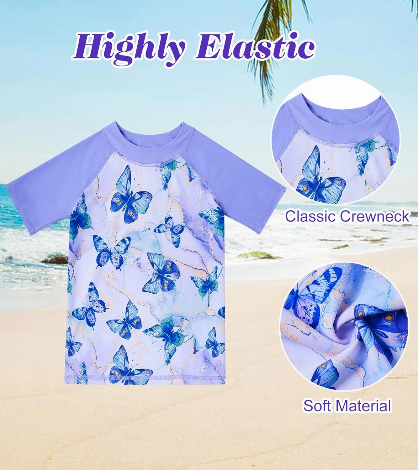 Idgreatim 3-8 Years Girls Swimsuit Rash Guard Set Short Sleeve Two Piece Bathing Suit Summer Beach UPF 50  Swimwear