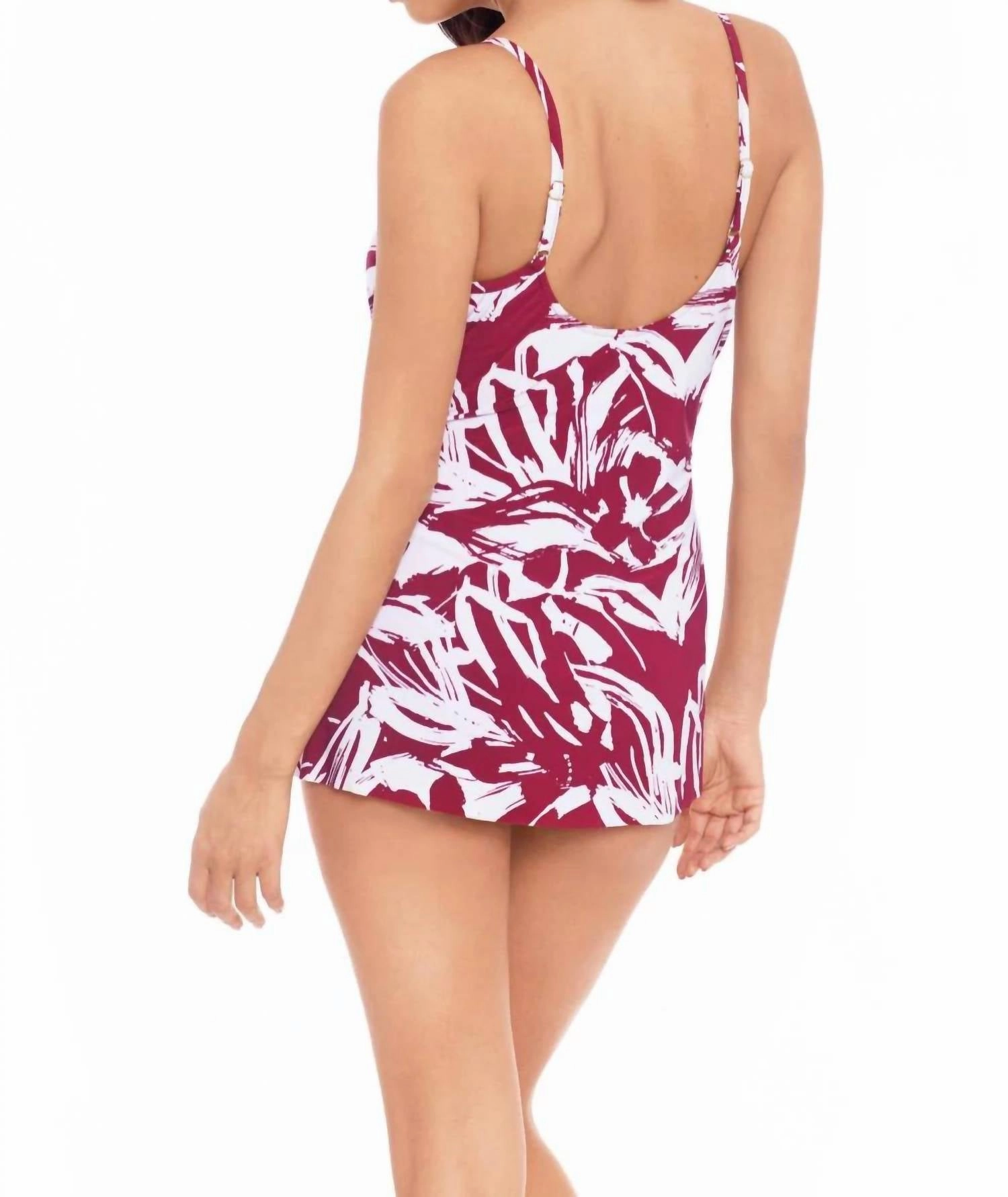 Impressionist Willow Swim Dress In Cherry
