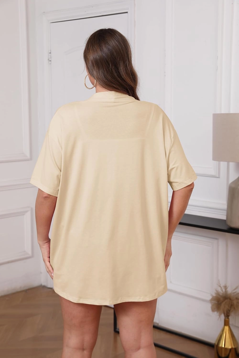 IN'VOLAND Women Plus Size Lightweight Cardigan Short Sleeve Open Front Casual Summer Kimonos Cardigans with Pockets
