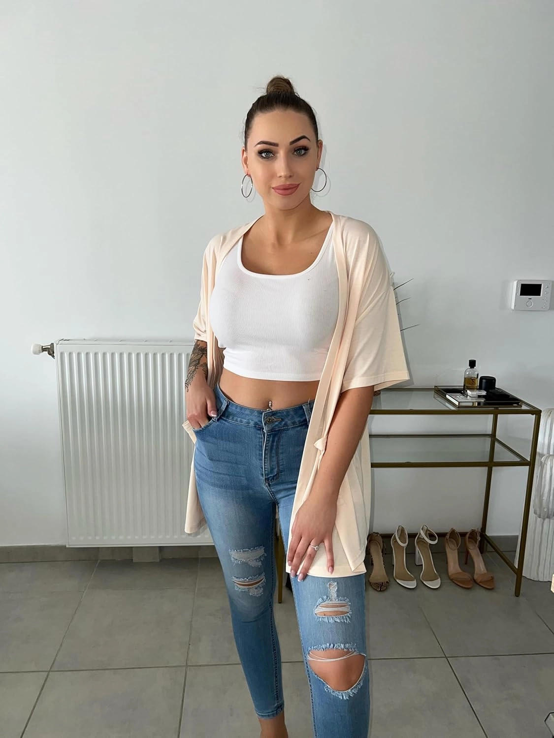 IN'VOLAND Women Plus Size Lightweight Cardigan Short Sleeve Open Front Casual Summer Kimonos Cardigans with Pockets