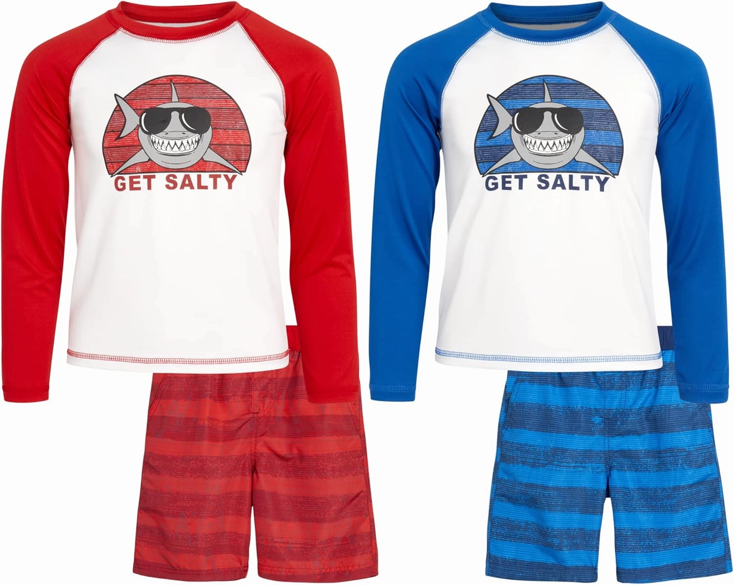 iXtreme Boys Rash Guard Set - 4 Piece UPF 50  Quick Dry Long Sleeve Swim Shirt and Swim Trunks for Boys (Sizes: 5-14)