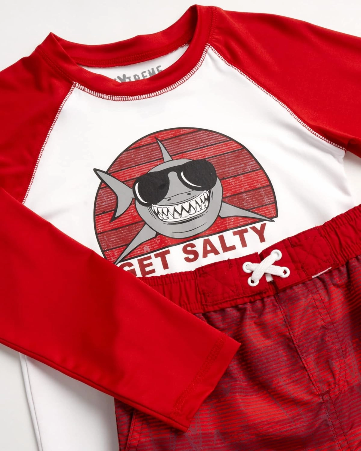 iXtreme Boys Rash Guard Set - 4 Piece UPF 50  Quick Dry Long Sleeve Swim Shirt and Swim Trunks for Boys (Sizes: 5-14)