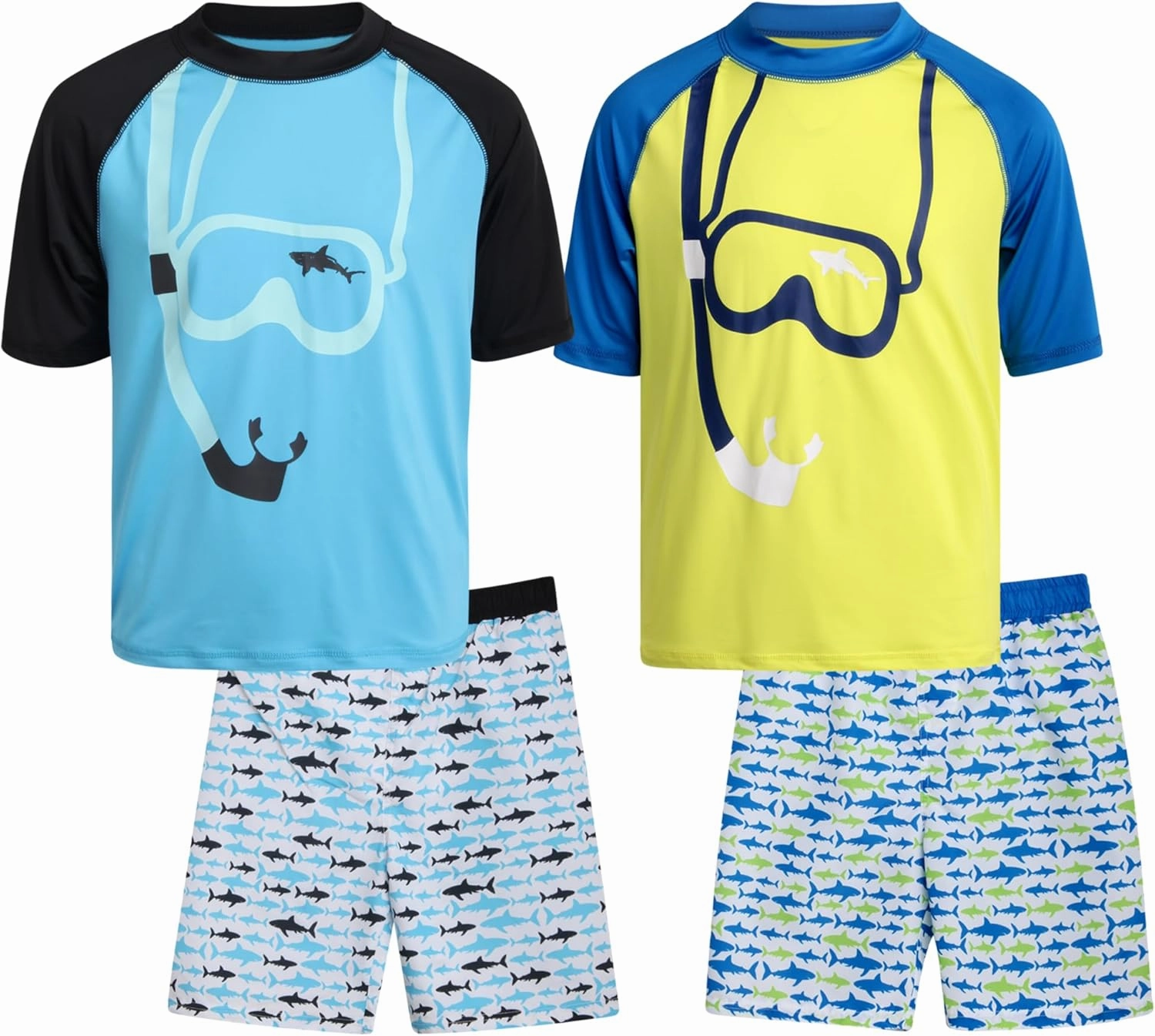 iXtreme Boys Rash Guard Set - 4 Piece UPF 50  Swim Shirt and Bathing Suit Trunks Rash Guard for Boys (Sizes: 12M-18)