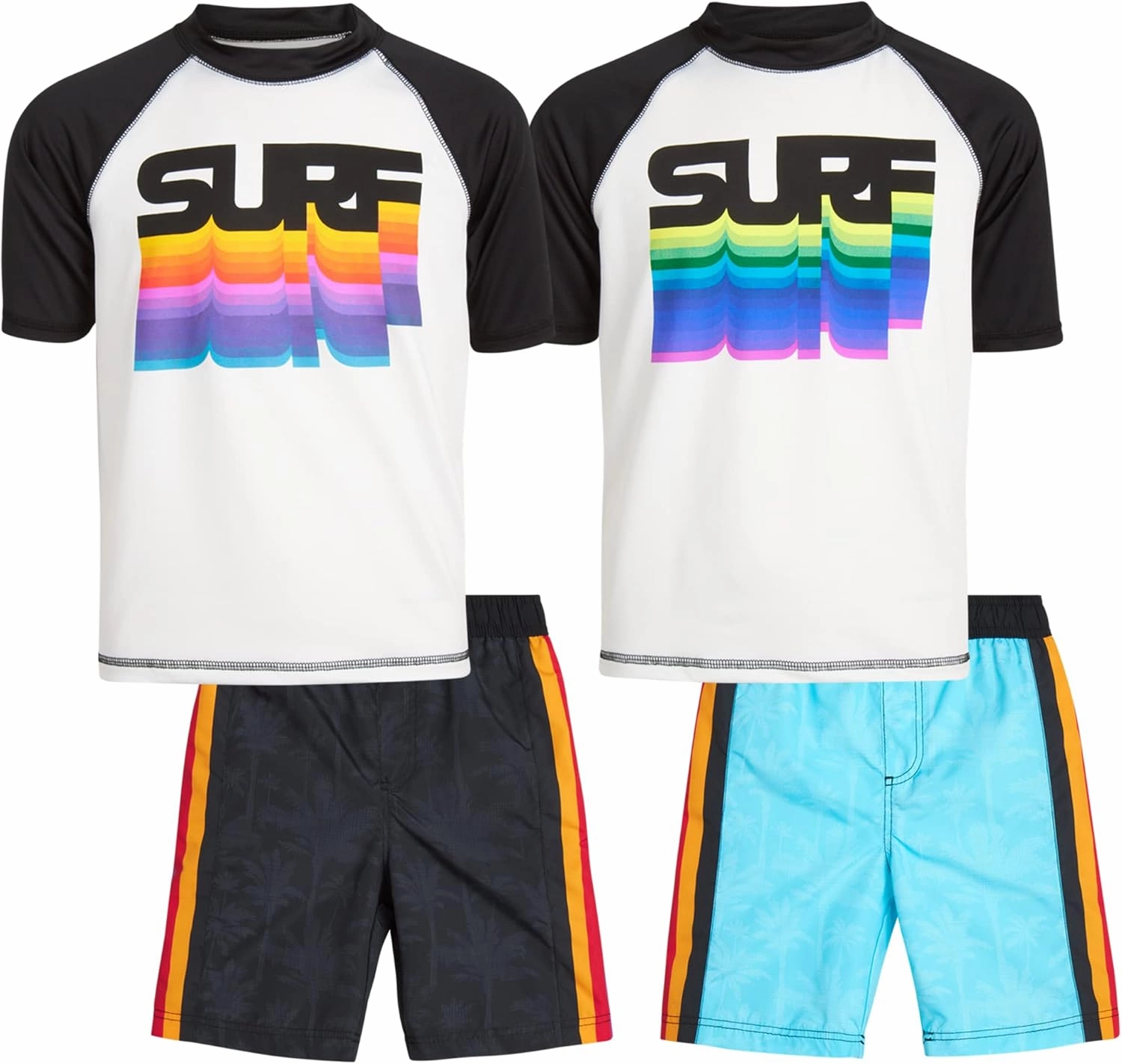 iXtreme Boys Rash Guard Set - 4 Piece UPF 50  Swim Shirt and Bathing Suit Trunks Rash Guard for Boys (Sizes: 12M-18)