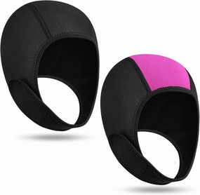 Jecery 2 Pcs Neoprene Diving Hood Thermal Wetsuit Hood Cap Swim Caps with Chin Straps Snorkeling Neoprene Surf Beanie 2.5 mm Diving Headgear for Men Women Sailing Water Sports