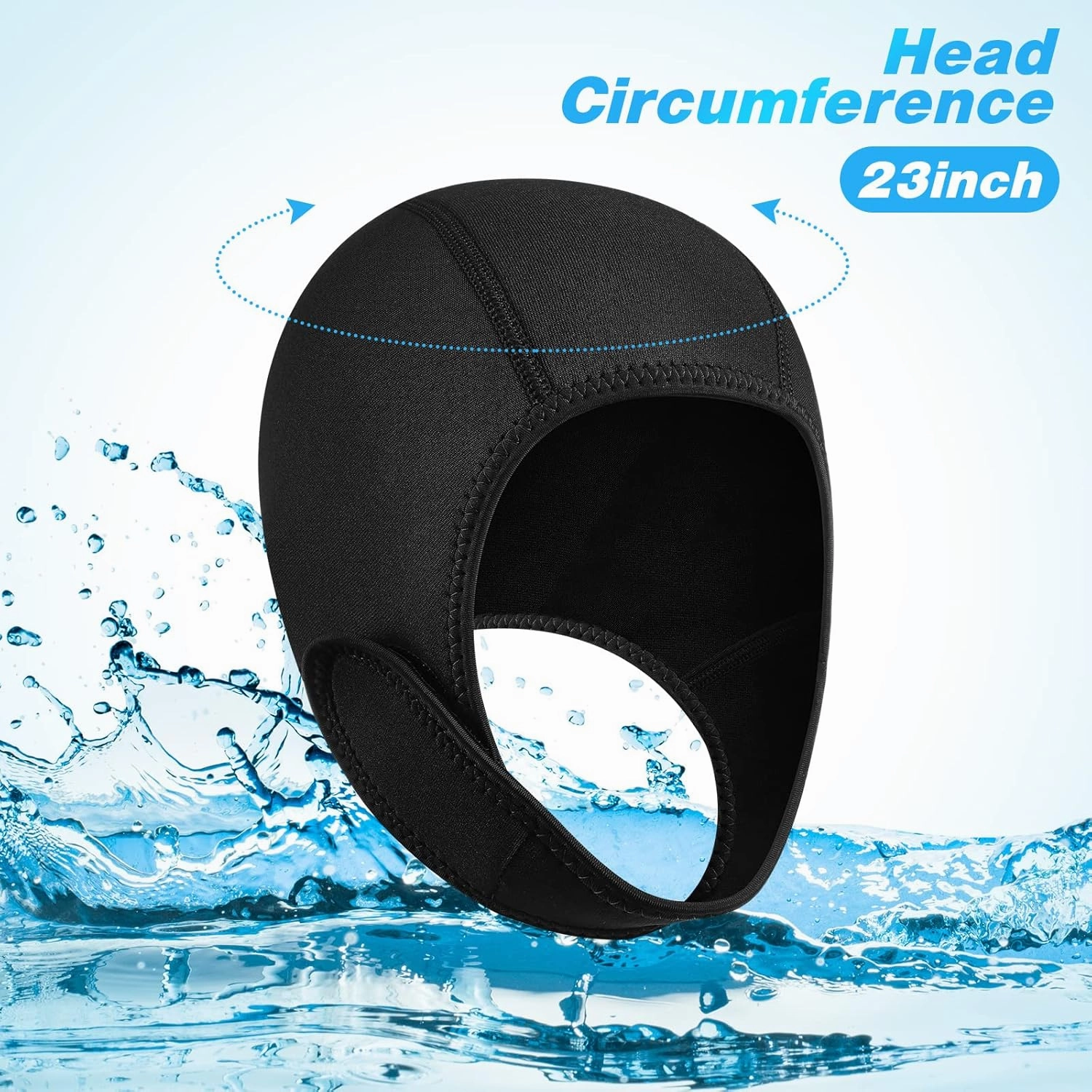 Jecery 2 Pcs Neoprene Diving Hood Thermal Wetsuit Hood Cap Swim Caps with Chin Straps Snorkeling Neoprene Surf Beanie 2.5 mm Diving Headgear for Men Women Sailing Water Sports