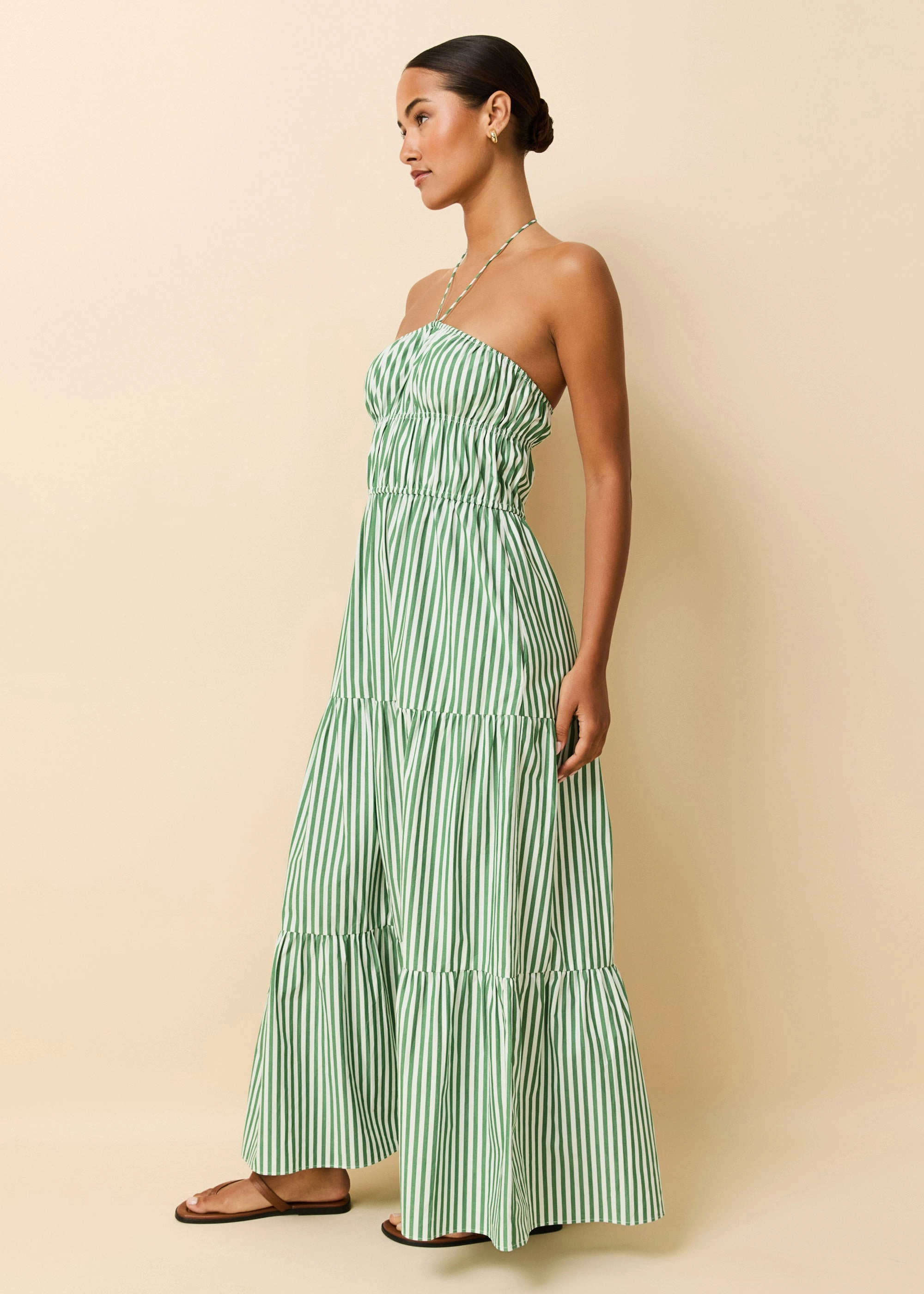 Jodie Dress Washed Green / Optic White Stripe