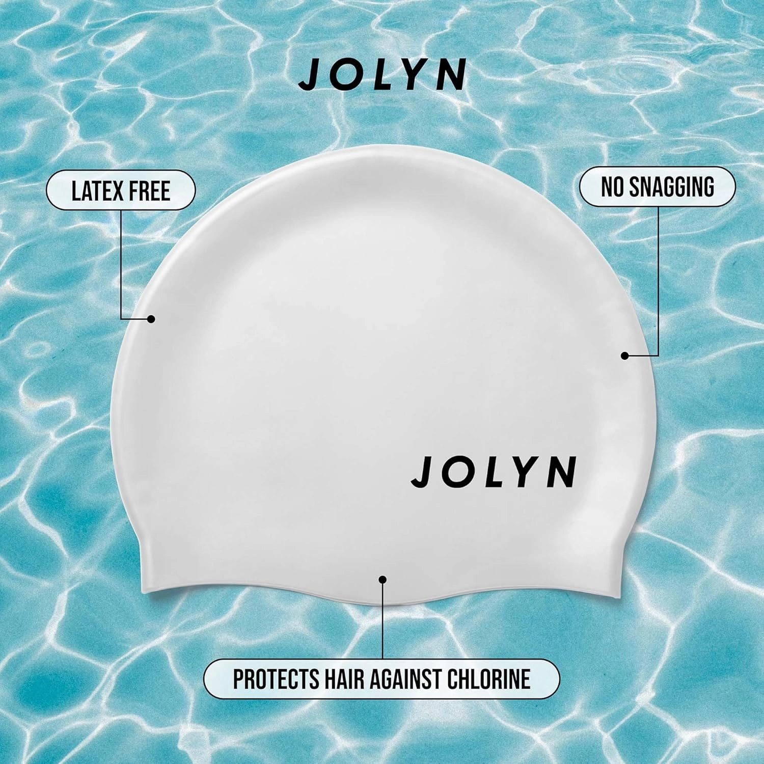 JOLYN Classic Unisex Silicone Swim Cap for Adult Women and Men, Hair Protection, Intensive Training Comfortable Non-Slip Swimming Cap