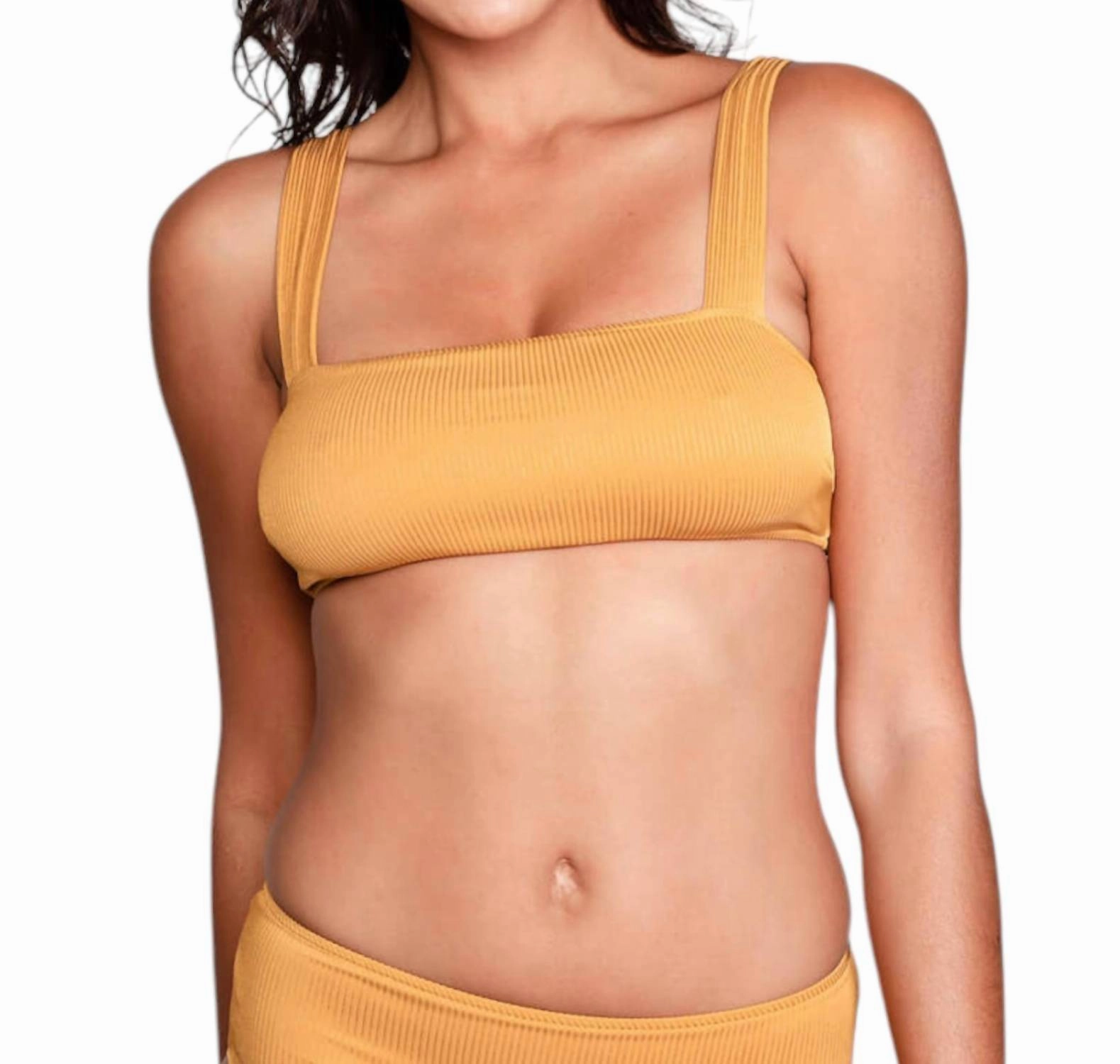 Julia Bikini Top Ribbed In Gold