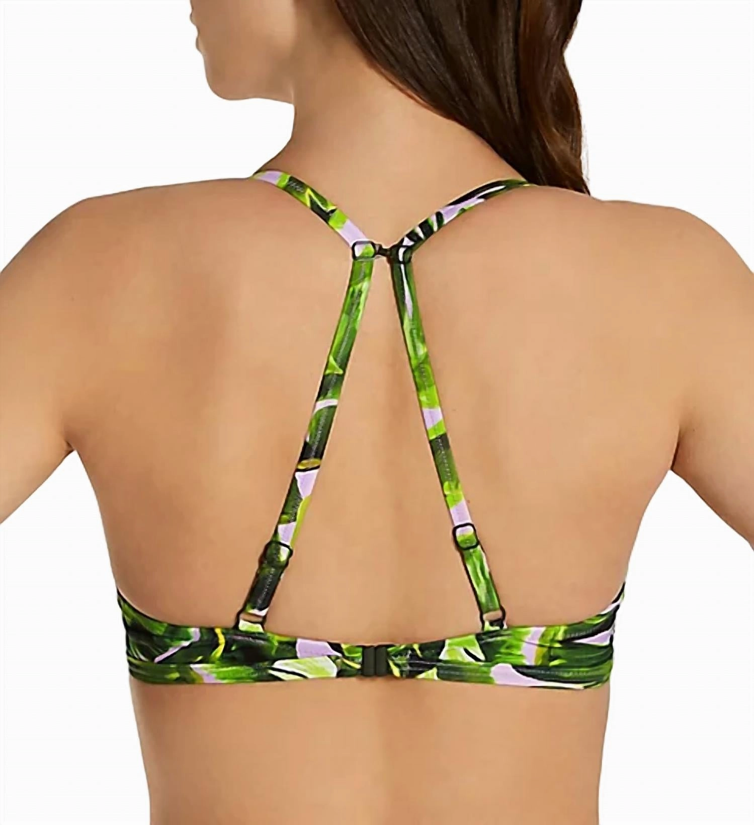 Jungle Oasis Bikini Swim Top In Cassis