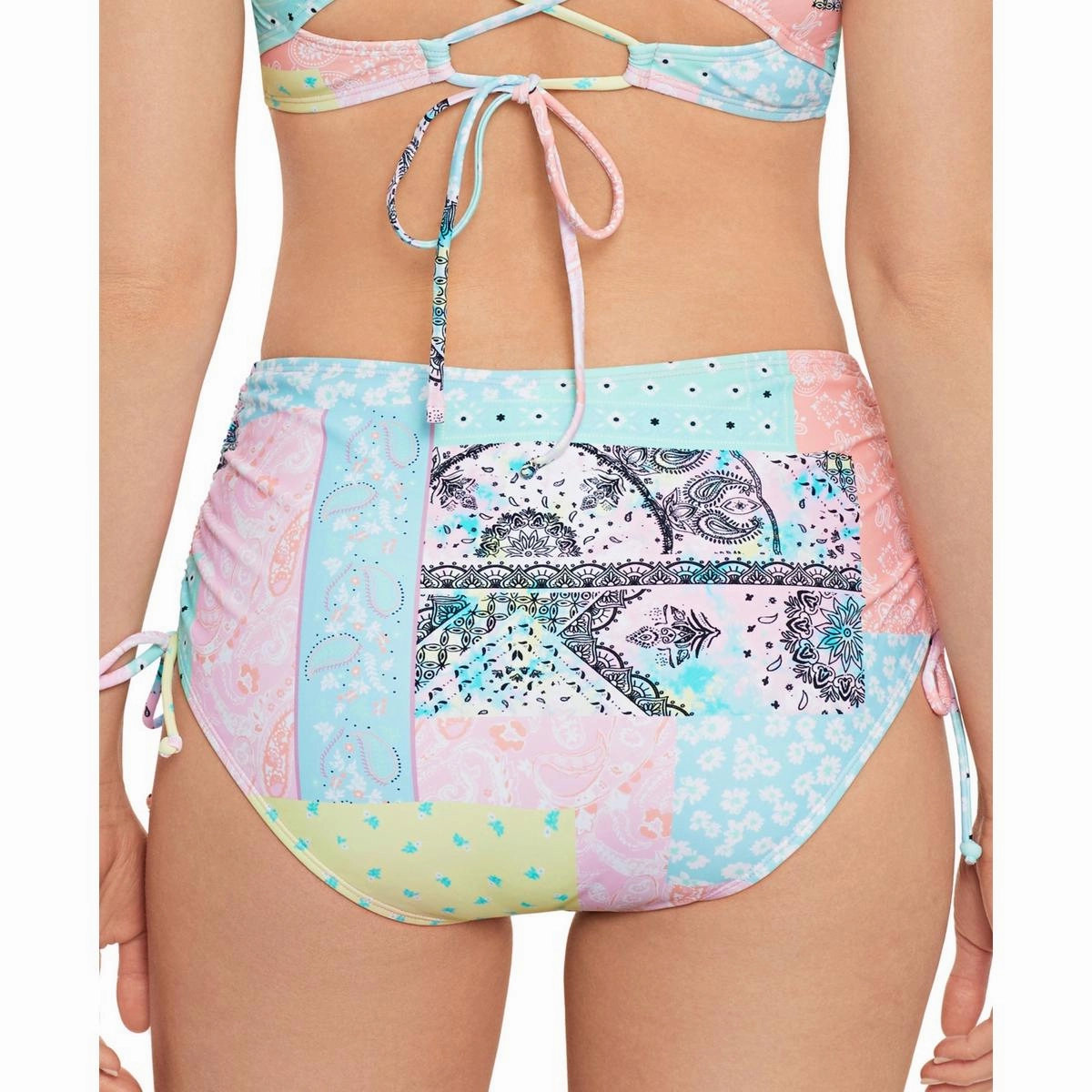 Juniors Womens High Waist Printed Swim Bottom Separates