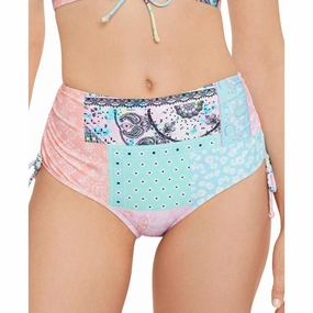 Juniors Womens High Waist Printed Swim Bottom Separates
