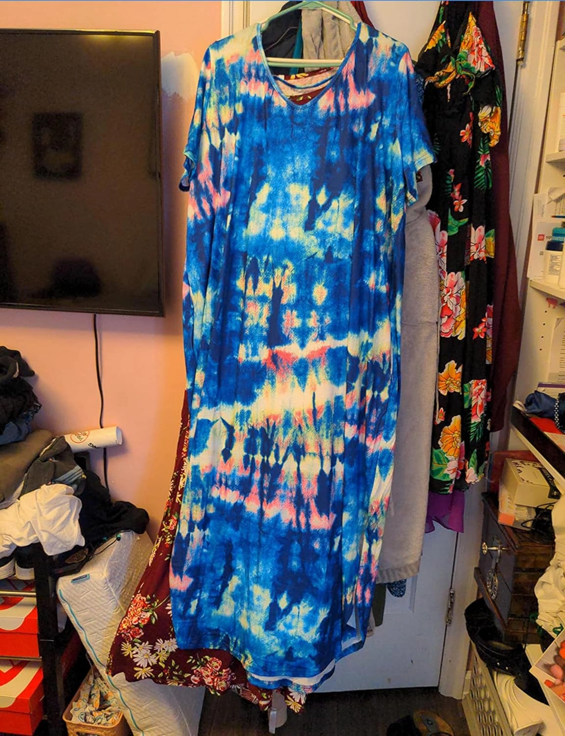 Kancystore Women's Plus Size Dresses Casual Loose Pocket Short Sleeve Slits Plus Size Long Maxi Dress XL-5X