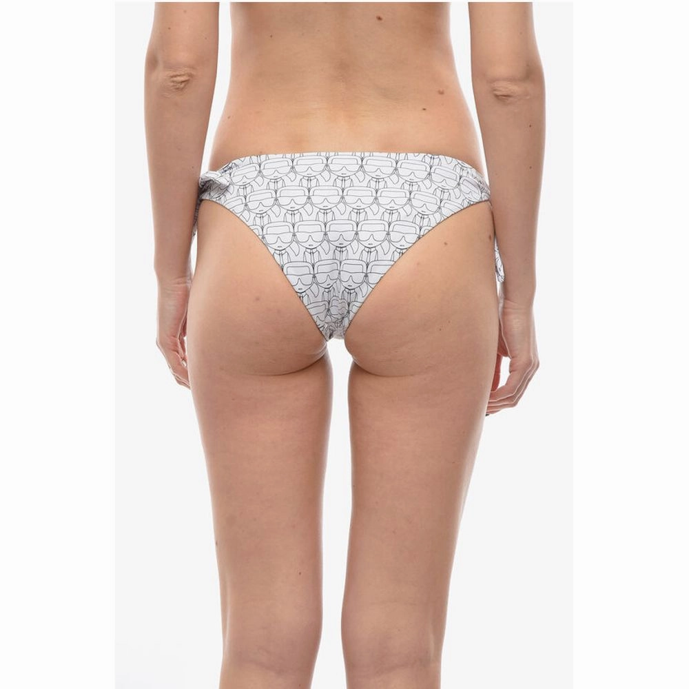 Karl Lagerfeld All-Over Iconic Printed Bikini Bottom With Knotted Women's Laces