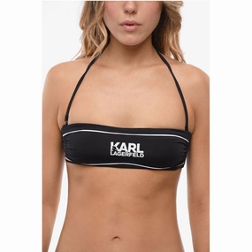 Karl Lagerfeld Bandeau Bikini Top with Printed Contrasting Women's Details