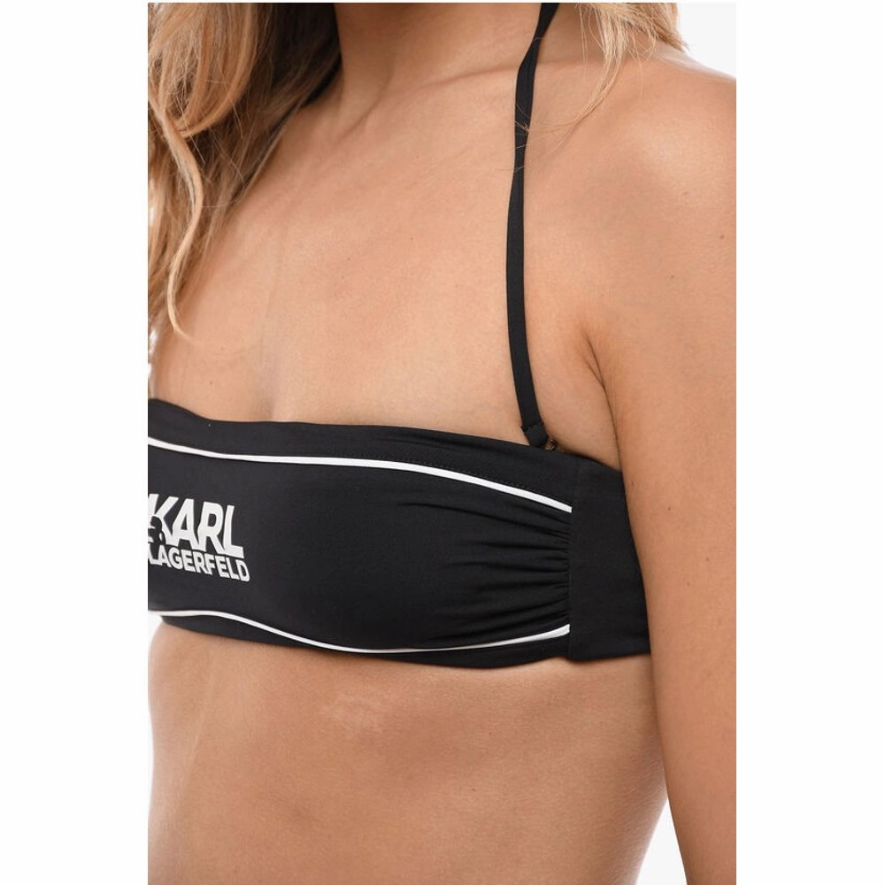 Karl Lagerfeld Bandeau Bikini Top with Printed Contrasting Women's Details
