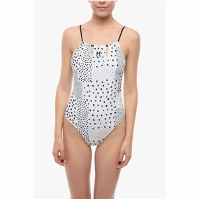 Karl Lagerfeld Open Back One-Piece Swimsuit with Contrasting Women's Details