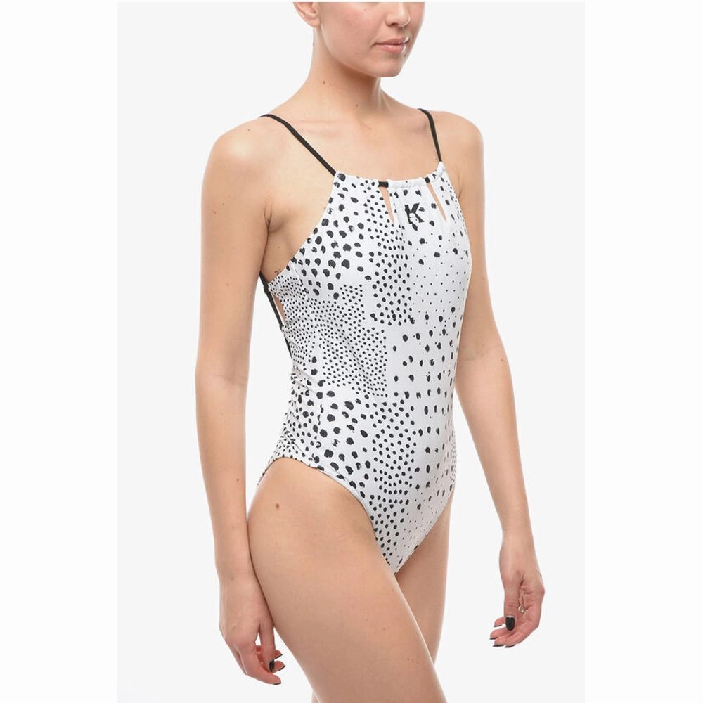 Karl Lagerfeld Open Back One-Piece Swimsuit with Contrasting Women's Details