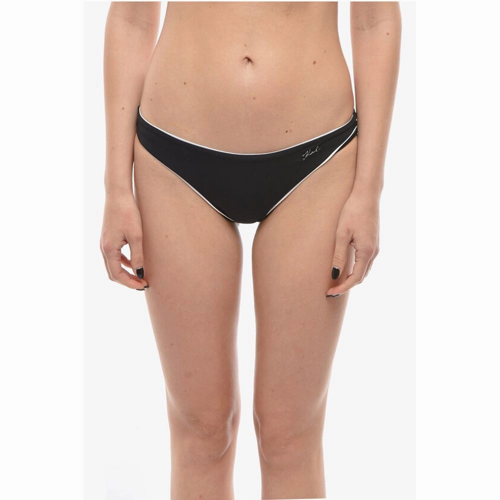 Karl Lagerfeld Solid Color Bikini Bottom with Contrasting Women's Edge