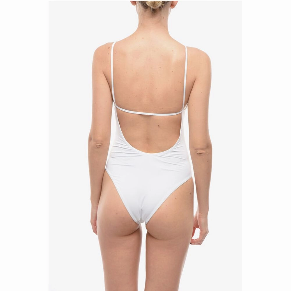 Karl Lagerfeld Solid Color One-Piece Swimsuit with Printed Women's Logo