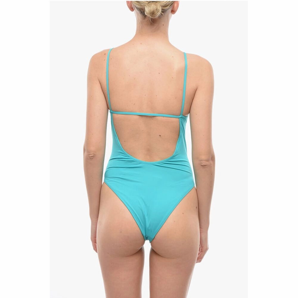 Karl Lagerfeld Solid Color One-Piece Swimsuit with Printed Women's Logo