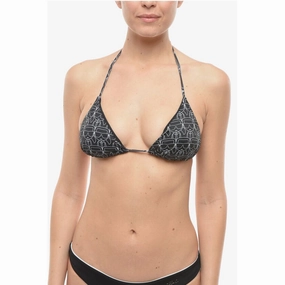 Karl Lagerfeld Triangle Bikini Top with All-Over Iconic Women's Print