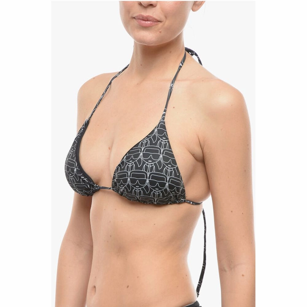 Karl Lagerfeld Triangle Bikini Top with All-Over Iconic Women's Print