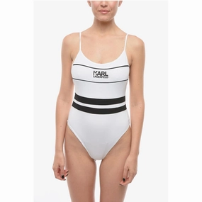 Karl Lagerfeld Two-Tone One Piece Swimsuit with Printed Women's Logo