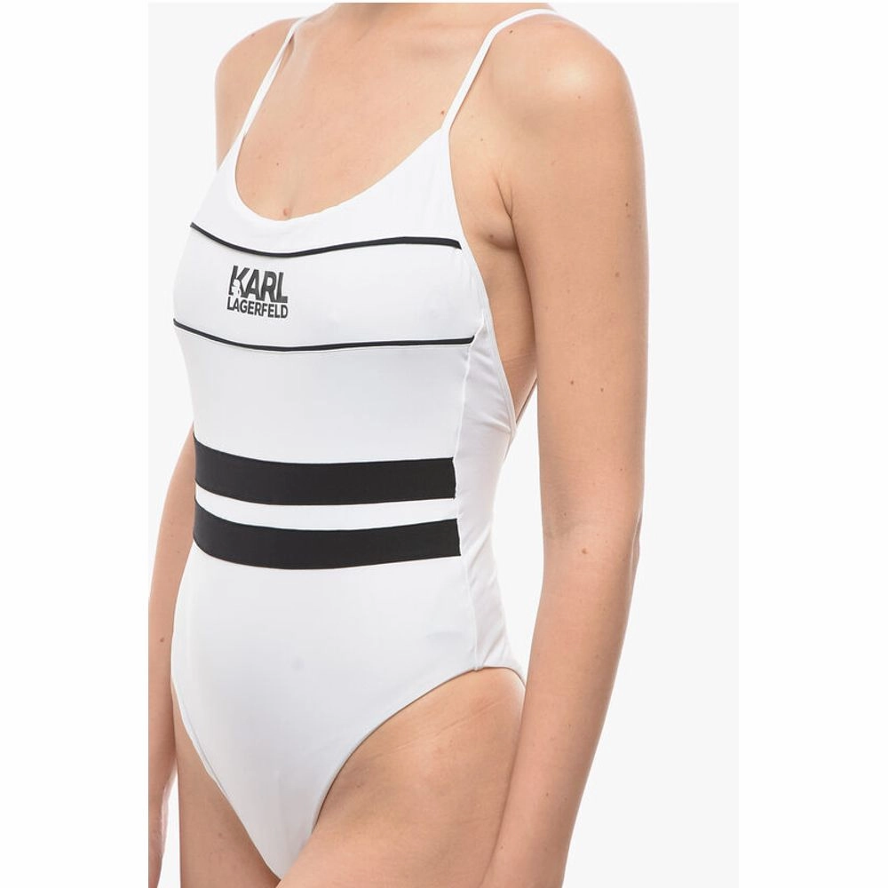 Karl Lagerfeld Two-Tone One Piece Swimsuit with Printed Women's Logo