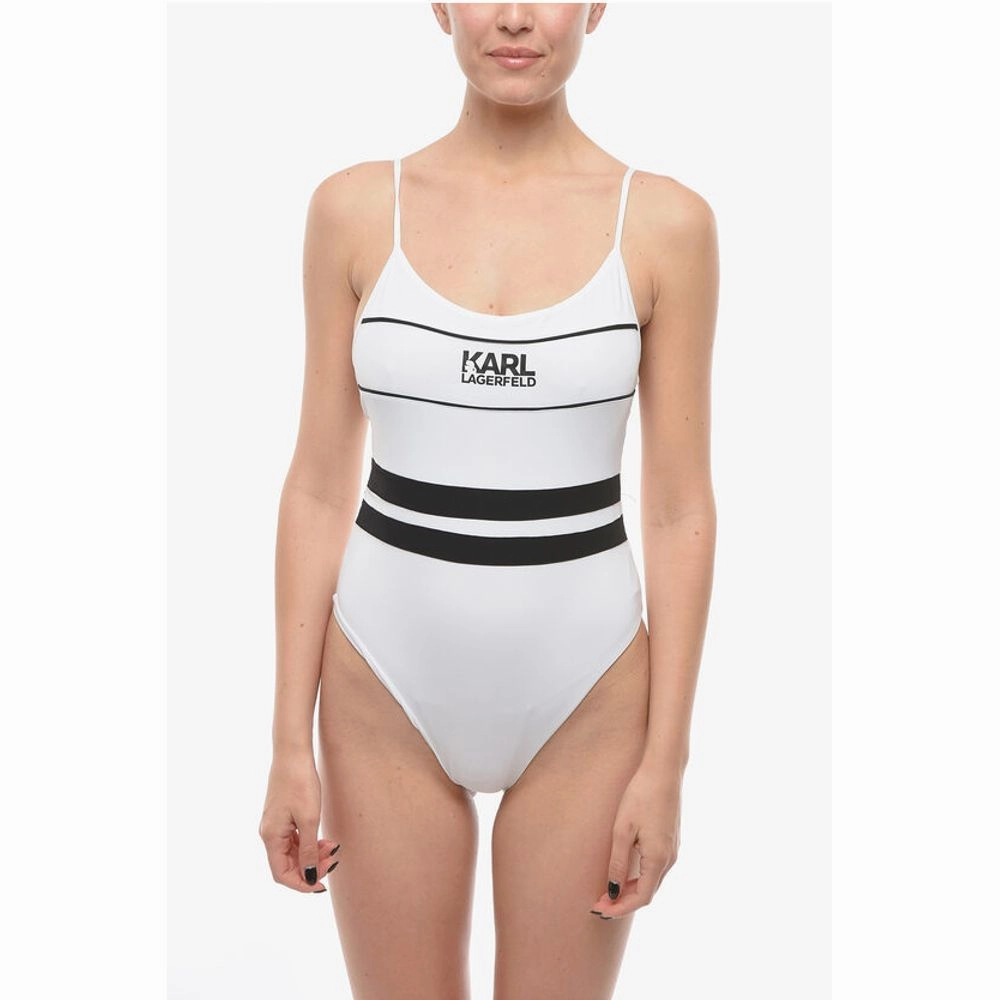Karl Lagerfeld Two-Tone One Piece Swimsuit with Printed Women's Logo