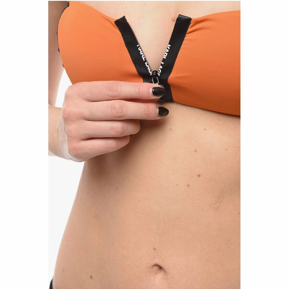 Karl Lagerfeld Two Tone SPORT Bandeau Bikini Top With Zip Women's Closure