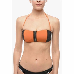 Karl Lagerfeld Two Tone SPORT Bandeau Bikini Top With Zip Women's Closure