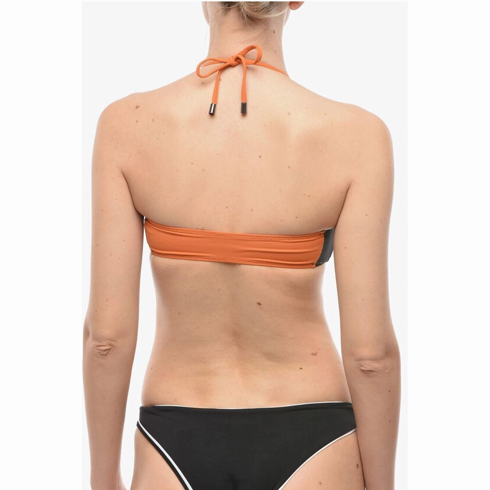 Karl Lagerfeld Two Tone SPORT Bandeau Bikini Top With Zip Women's Closure
