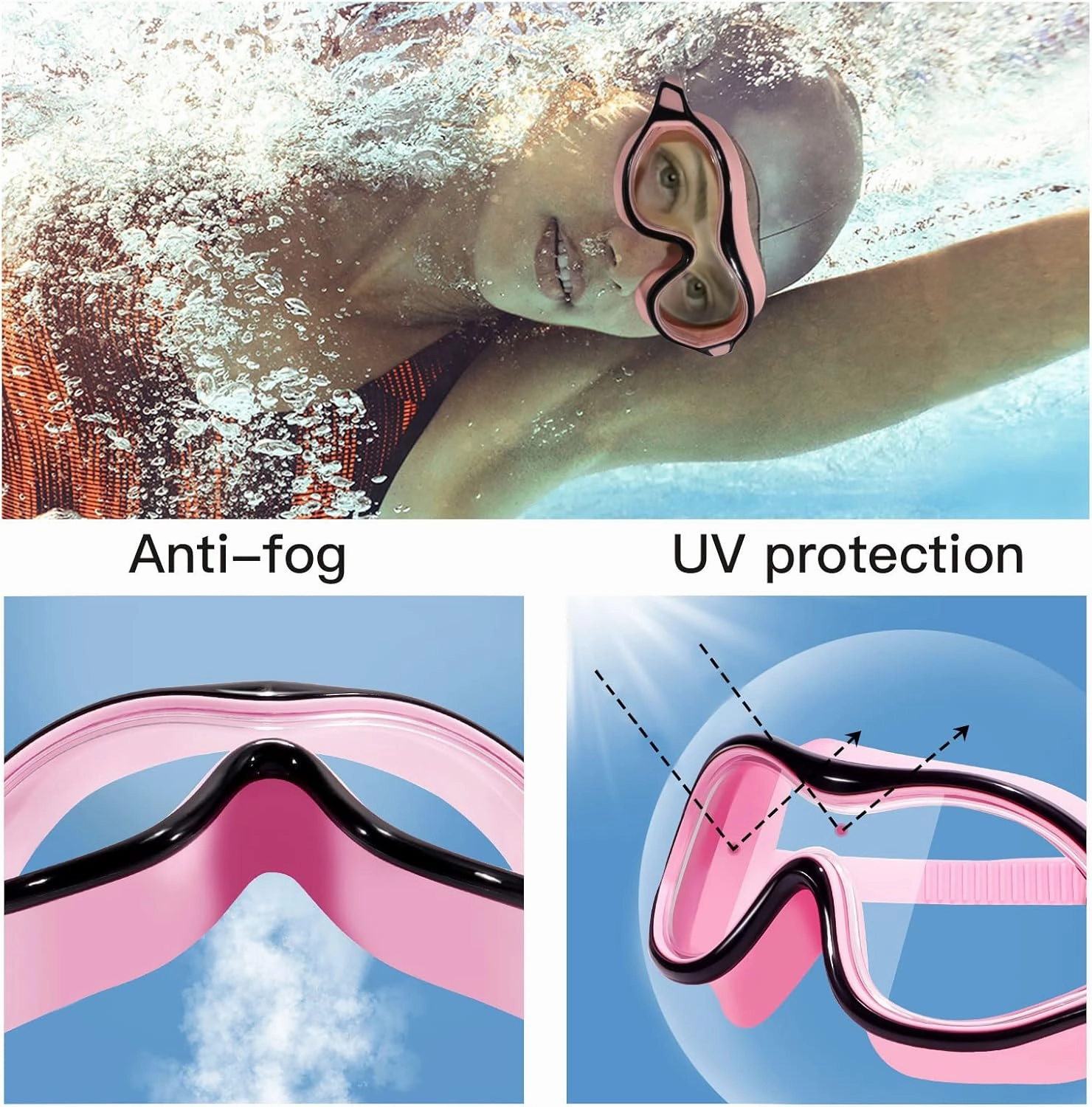 Keary 2 Pack Swim goggles for Adult Youth with Soft Silicone Gasket, Anti-fog UV Protection No Leak Clear Vision Pool Goggles