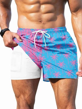 Keevoom Mens Swim Trunks Compression Liner Swim Shorts Swimwear Quick Dry Swimsuit Bathing Suits Board Shorts with Pockets