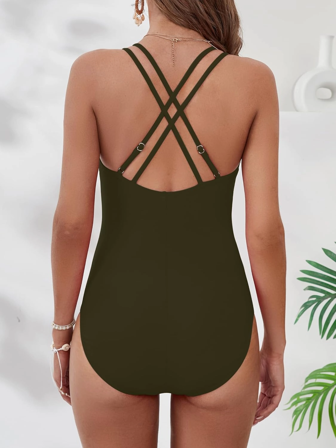 KI LAPHEE One Piece Swimsuits for Women Tummy Control Bathing Suits Sexy Criss Cross Back Swimwear-01-Navy-S