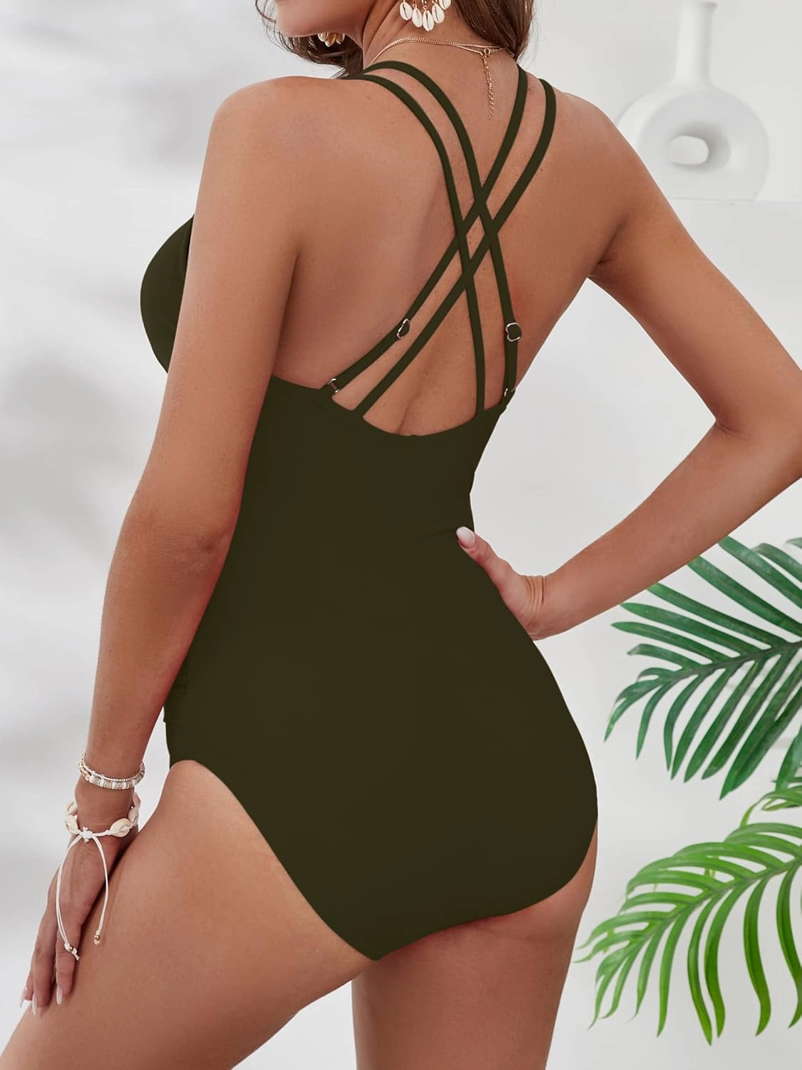 KI LAPHEE One Piece Swimsuits for Women Tummy Control Bathing Suits Sexy Criss Cross Back Swimwear-01-Navy-S
