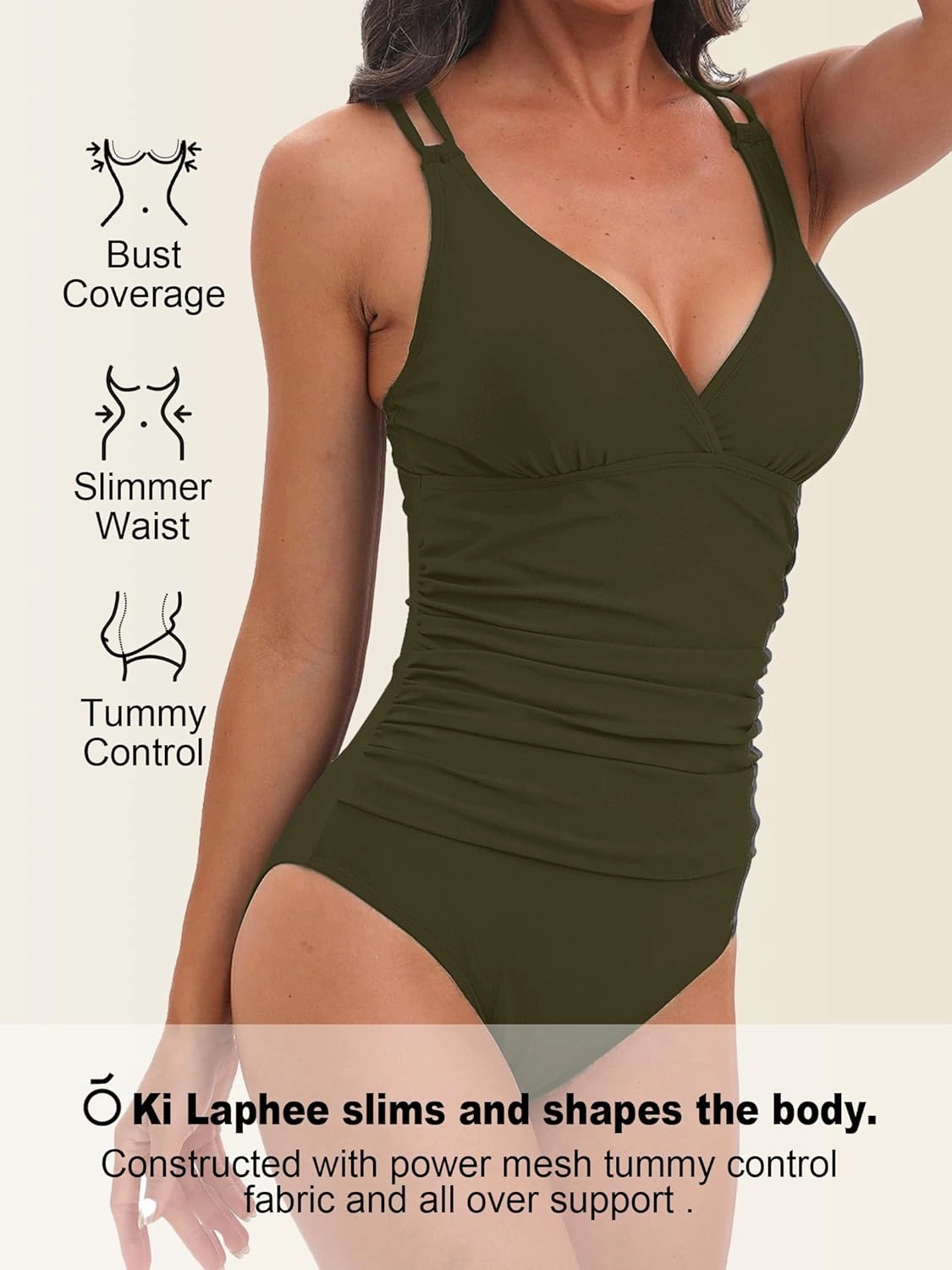 KI LAPHEE One Piece Swimsuits for Women Tummy Control Bathing Suits Sexy Criss Cross Back Swimwear-01-Navy-S