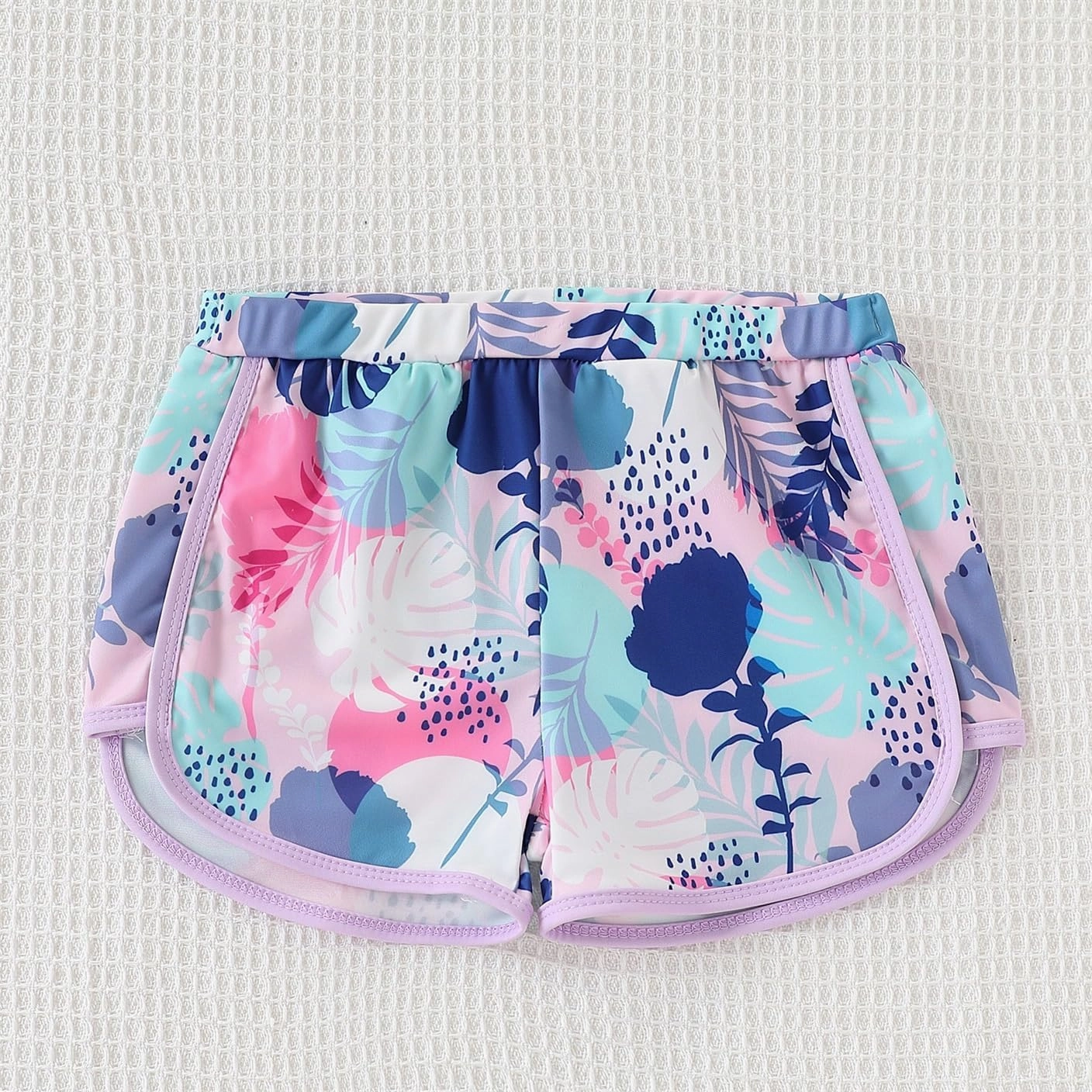 Kid Girl Swimsuit Bikini Set 2PC Bathing Suit for Girls, Tropical Girls' Full Coverage Swimwear Shorts Set