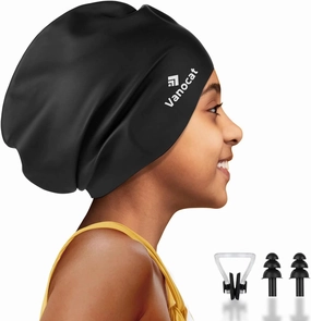 Kids Extra Large Swim Cap for Long Hair, Waterproof Silicone Swimming Caps for Boys Girls Children Youth Teen, Large Swim Hat for Long Thick Curly Hair & Dreadlocks Braids Weaves Afro Hair