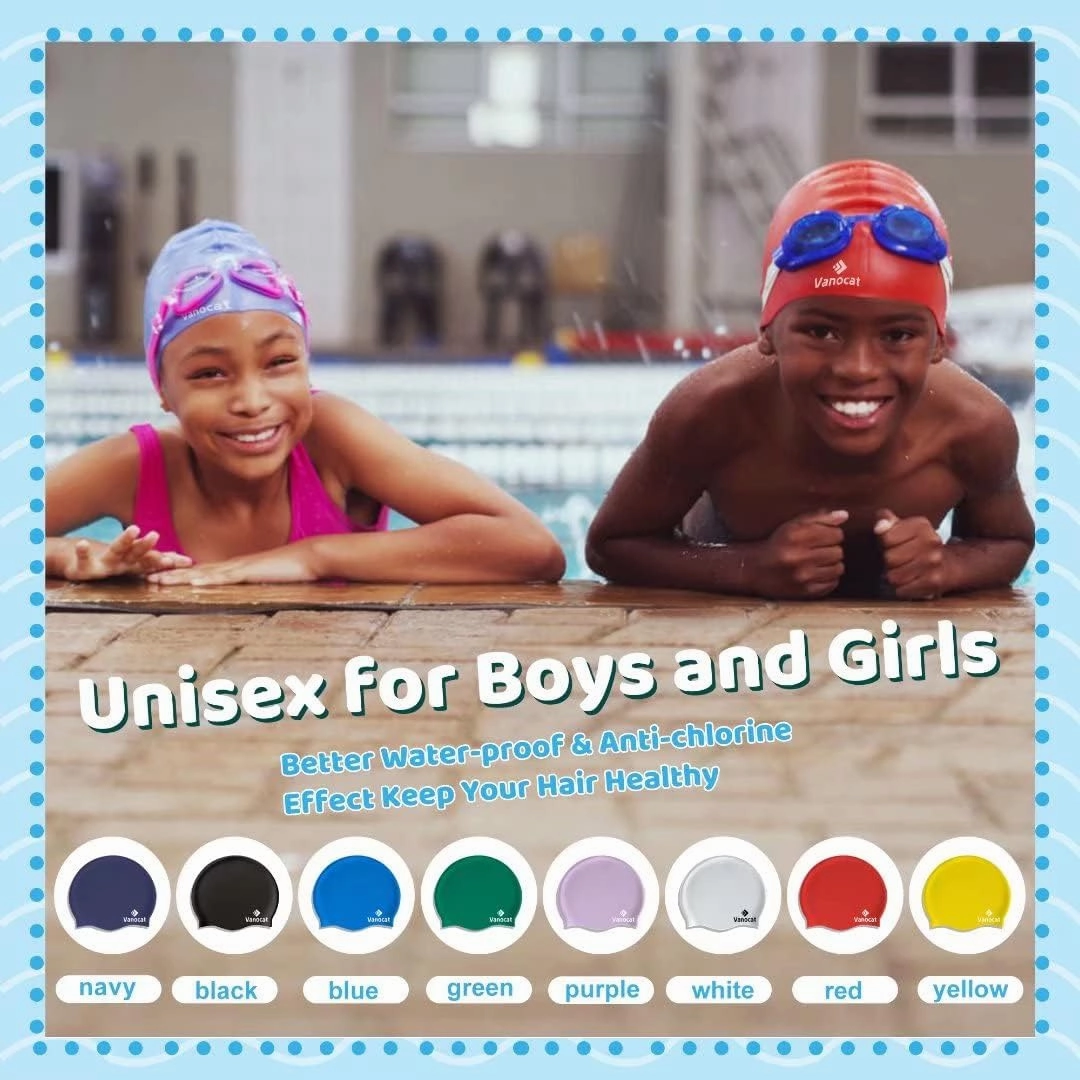 Kids Extra Large Swim Cap for Long Hair, Waterproof Silicone Swimming Caps for Boys Girls Children Youth Teen, Large Swim Hat for Long Thick Curly Hair & Dreadlocks Braids Weaves Afro Hair