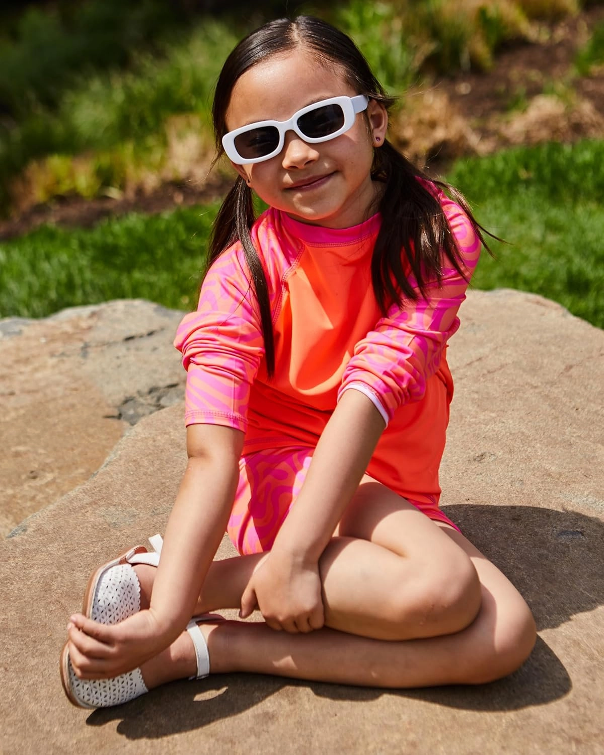 Kids Swim Set for Girls & Boys with Long Sleeve Rash Guard, Swim Shorts, Sunglasses for Ages 3-10 Years