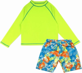 Kids Swim Set for Girls & Boys with Long Sleeve Rash Guard, Swim Shorts, Sunglasses for Ages 3-10 Years