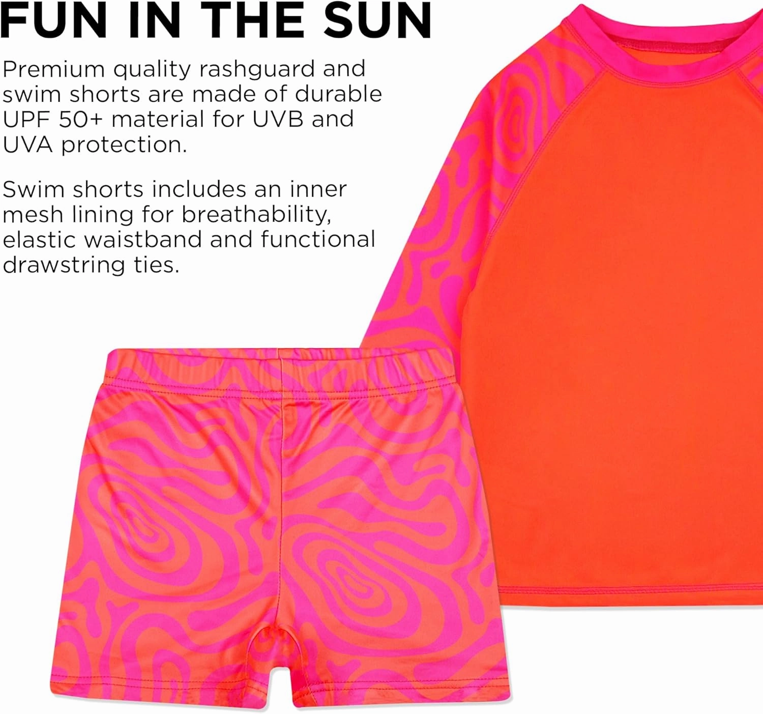 Kids Swim Set for Girls & Boys with Long Sleeve Rash Guard, Swim Shorts, Sunglasses for Ages 3-10 Years