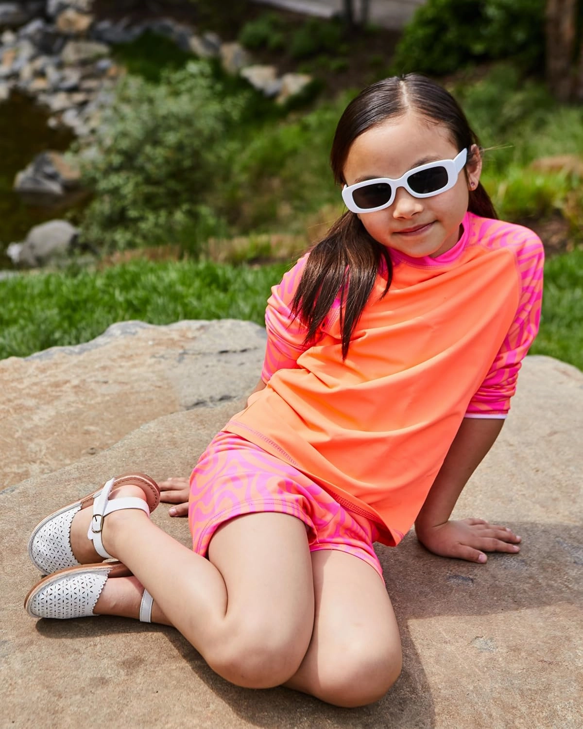 Kids Swim Set for Girls & Boys with Long Sleeve Rash Guard, Swim Shorts, Sunglasses for Ages 3-10 Years