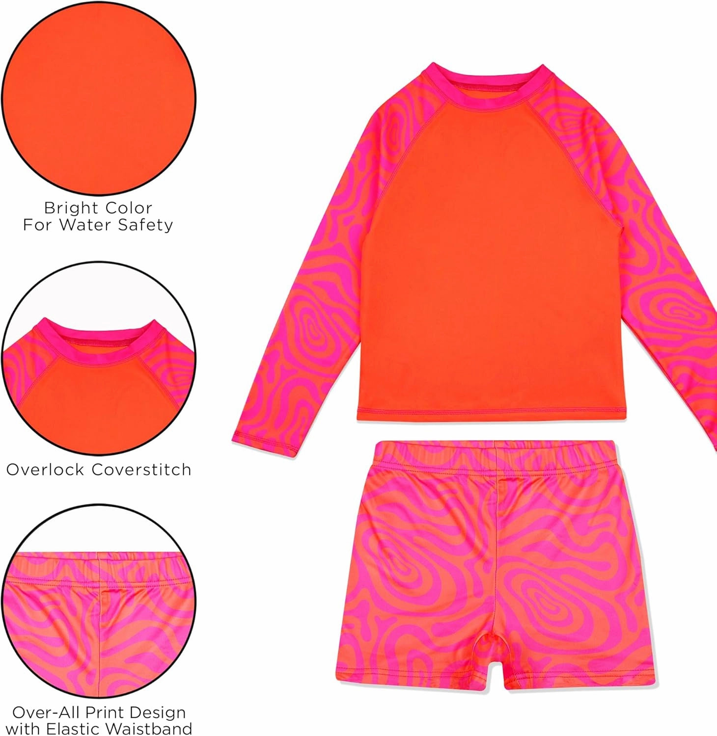 Kids Swim Set for Girls & Boys with Long Sleeve Rash Guard, Swim Shorts, Sunglasses for Ages 3-10 Years