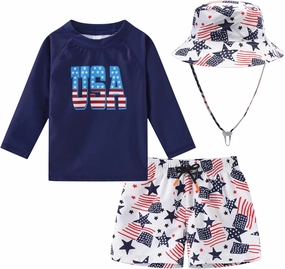 Kids Swimsuit Boys Rash Guard Swim Trunks UPF 50  Fishing Surfing Beach Bathing Suit Quick Dry Toddler Swimwear Set